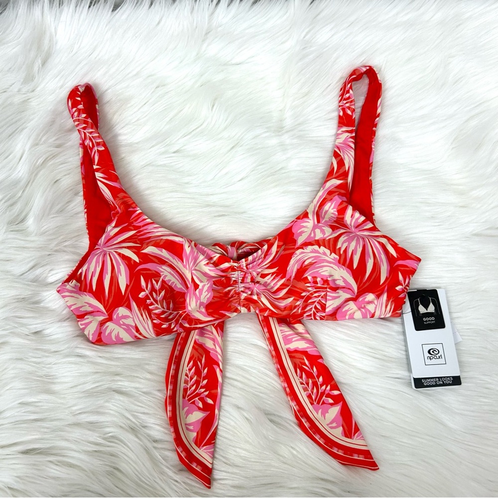 NWT Ripcurl Sun Rays Crop Bikini Top in Red Size M - Picture 2 of 10
